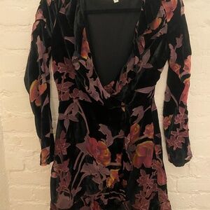 Lucy Paris velvet black floral dress